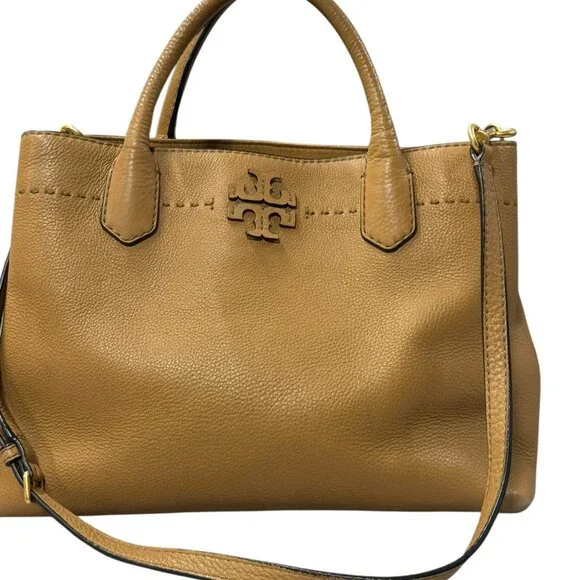 Tory Burch McGraw Triple Compartment Leather Satchel - Tiramisu - Picture 10 of 17